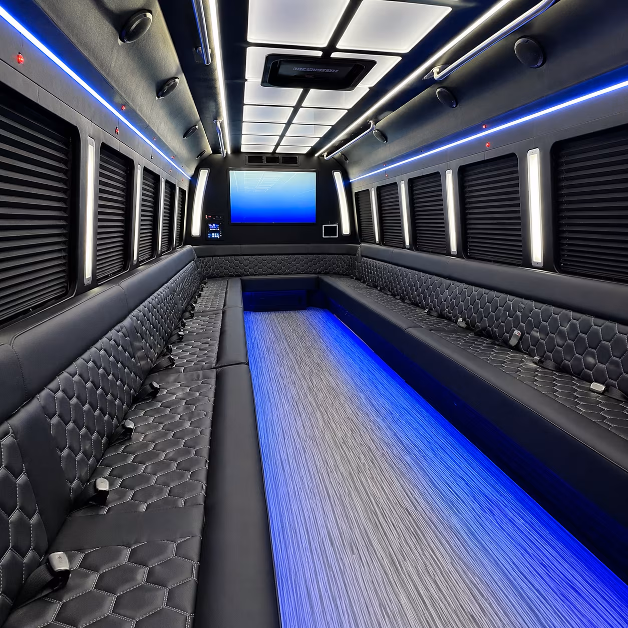 middletown 50 passenger party bus inside