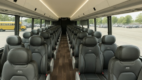 Interior of Charter Bus Company Newark's 35 Passenger Minibus in Newark