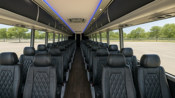 Interior of Charter Bus Company Newark's 56 Passenger Charter Bus in Newark