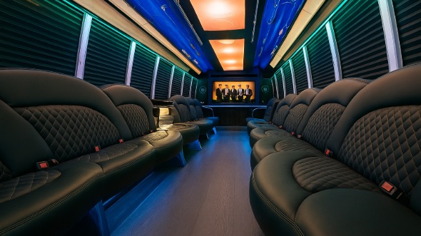 Interior of Charter Bus Company Elizabeth's Party Bus in Elizabeth